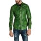 Green Leather Shirt for Men