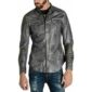 Gray Leather Shirt for Men
