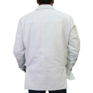 Men's Genuine Lambskin Real Leather White Blazer TWO BUTTON Stylish Coat Blazer - Image 2