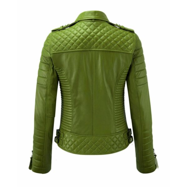 Womens Parrot Green Color Biker Leather Jacket