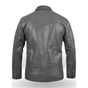 Men's Gray Genuine Lambskin Leather Shirt - Image 3