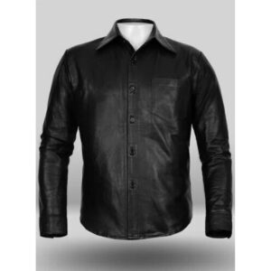 Authentic Luxury Men's Black Leather 100% Genuine Lambskin Casual Wear Leather Shirt - Image 1