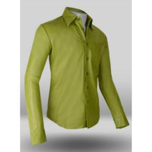 Parrot Green Leather Shirt for Men