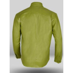 Parrot Green Leather Shirt for Men