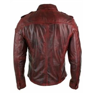 Authentic Luxury Men's Genuine Lambskin 100% Real Leather Burgundy Vintage Leather Shirt - Image 2