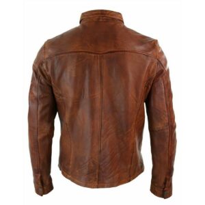 Authentic Luxury Men's Genuine Lambskin 100% Real Leather Brown Vintage Leather Shirt - Image 2