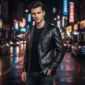 Black Leather Blazer for Men