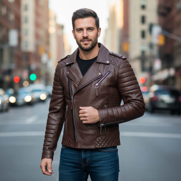 Brown Biker Leather Jacket for Men Brown Biker Leather Jacket for Men