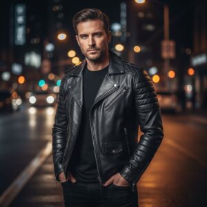 Zafy 100% Real Lambskin Black Biker Leather Jacket for Men - Image 1