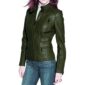 Green Biker Leather Jacket for Women
