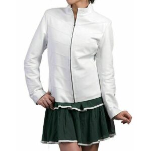 Biker White Leather Jacket for Women