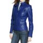 Blue Biker Leather Jacket for Women