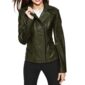 Olive Green Biker Leather Jacket for Women