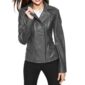 Gray Biker Leather Jacket for Women