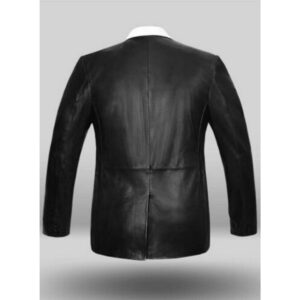 Men's Black Leather Blazer 100% Real Genuine Soft Lambskin White Lapel 2 Button Coat Blazer - Image 5