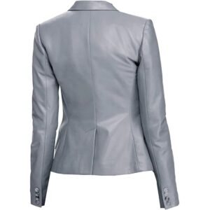 Gray Leather Blazer for Women