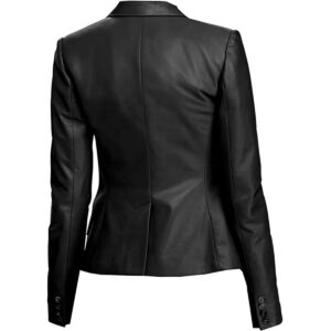 Authentic Luxury Women's Black Leather Blazer 100% Real Soft Lambskin Causal Wear Coat Blazer - Image 2