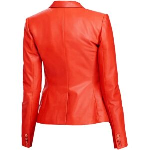 Red Leather Blazer for Women
