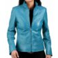 Biker Turquoise Blue Leather Jacket for Women