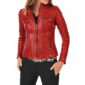 Red Biker Leather Jacket for Women