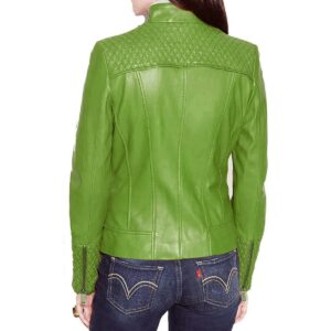 Women's Lime Green Leather Jacket Real Napa Leather Slim Fit Stylish Jacket - Image 2
