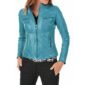Turquoise Blue Biker Leather Jacket for Women