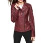 Dark Red Biker Leather Jacket for Women