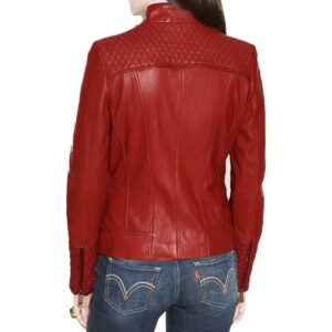 Women's Red Leather Jacket Real Napa Leather Slim Fit Stylish Jacket - Image 2