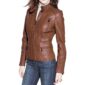 Dark Tan Biker Leather Jacket for Women