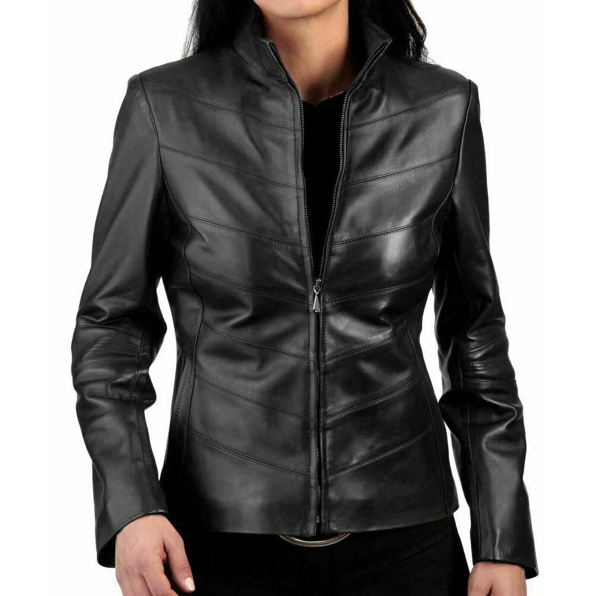 Biker Black Leather Jacket for Women