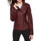 Burgundy Biker Leather Jacket for Women