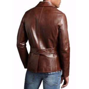 Men's Brown Leather Blazer 100% Real Genuine Soft Lambskin FOUR BUTTON Sport Coat Blazer - Image 2