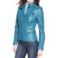 Turquoise Blue Biker Leather Jacket for Women