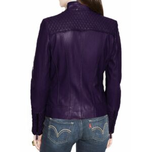 Women's Purple Leather Jacket Real Napa Leather Slim Fit Stylish Jacket - Image 2