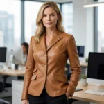 Tan Leather Blazer for Women Tan Leather Blazer for Women