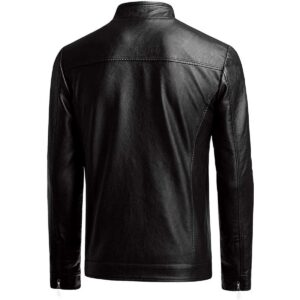 Classic Men's Black Biker Real Sheepskin Soft Leather Jacket - Image 2