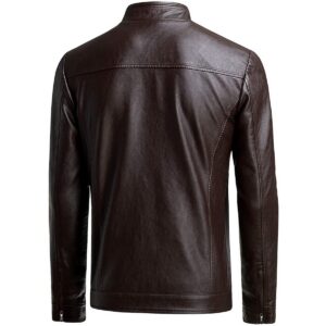 Classic Men's Brown Biker Real Sheepskin Soft Leather Jacket - Image 2