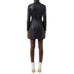 Women's Black Genuine Lambskin Leather Dress Real Soft Lambskin Dress Women Dress - Image 2