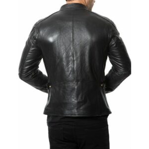 Men's Genuine Lambskin Black Leather Jacket Biker Motorcycle Slim fit Soft Coat Jacket - Image 3