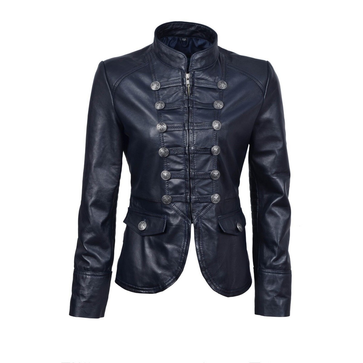 Navy Blue Leather Jacket for Women