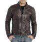 Brown Biker Leather Jacket for Men