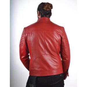 New Men's Red Genuine Real Lambskin Leather Jacket - Image 3