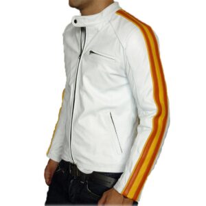 Men's Leather Jacket 100% Genuine Real White Lambskin Leather Jacket - Image 2