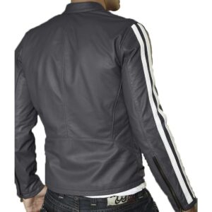 Men's Leather Jacket 100% Genuine Real Gray Lambskin Leather Jacket - Image 2