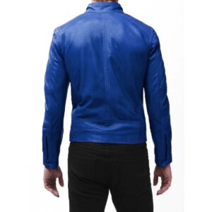 Men's Blue Leather Jacket High Quality Premium Lambskin Leather Jacket - Image 2