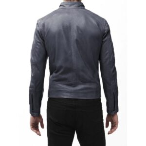 Men's Gray Leather Jacket High Quality Premium Lambskin Leather Jacket - Image 2
