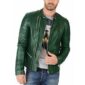 Green Biker Leather Jacket for Men
