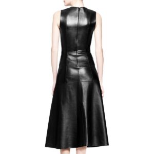Authentic Luxury Women's Black Leather Dress Genuine Lambskin Leather Dress Celebrity Leather Dress Women Dress - Image 2