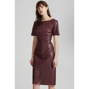 Leather Dress For Women's 100% Real Genuine Lambskin Leather Dress Ladies Dress Cocktail Dress Party Dress - Image 1