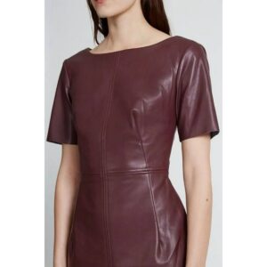 Leather Dress For Women's 100% Real Genuine Lambskin Leather Dress Ladies Dress Cocktail Dress Party Dress - Image 3